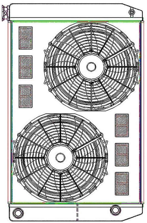 ClassicCool ComboUnit Universal Fit Radiator and Fan Dual Pass Crossflow Design 31" x 19" with 16AN Inlet/Outlet