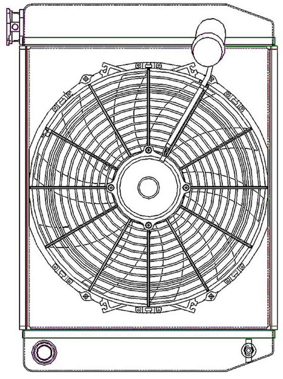 MegaCool ComboUnit Universal Fit Radiator and Fan Single Pass Crossflow Design 22" x 15.50" with 16AN Inlet