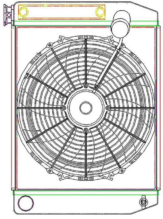 MegaCool ComboUnit Universal Fit Radiator and Fan Single Pass Crossflow Design 22" x 15.50" with Transmission Cooler