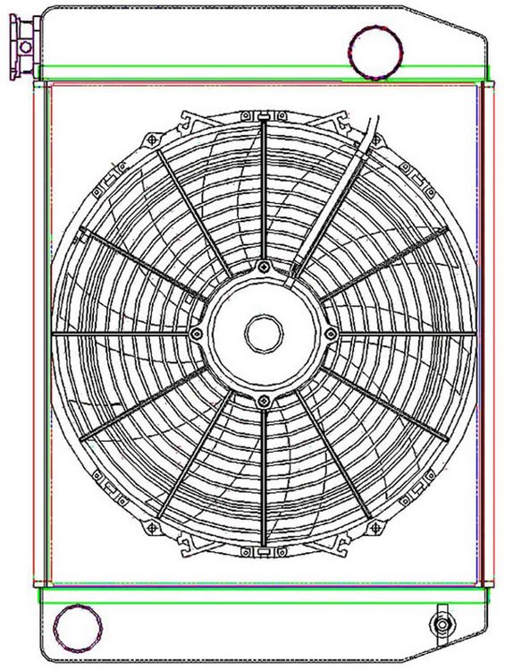 MegaCool ComboUnit Universal Fit Radiator and Fan Single Pass Crossflow Design 22" x 15.50" with Straight Outlet