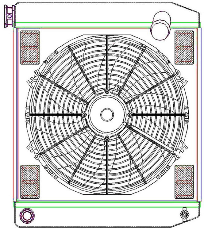 MegaCool ComboUnit Universal Fit Radiator and Fan Single Pass Crossflow Design 22" x 19" with 16AN Inlet