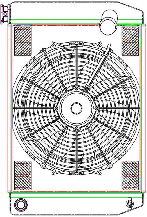 MegaCool ComboUnit Universal Fit Radiator and Fan Single Pass Crossflow Design 24" x 15.50" with 16AN Inlet
