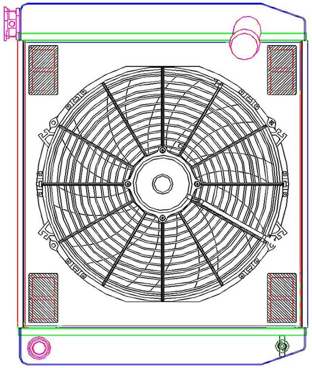 MegaCool ComboUnit Universal Fit Radiator and Fan Single Pass Crossflow Design 24" x 19" with 16AN Inlet