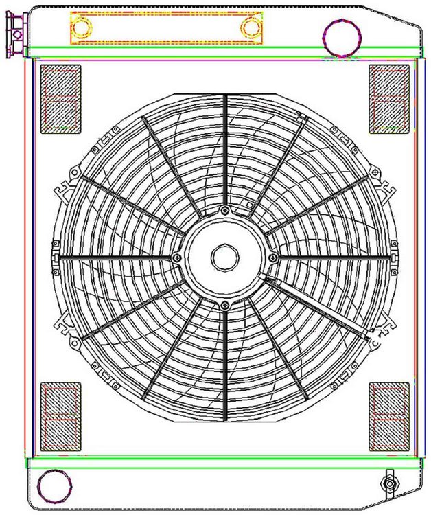 MegaCool ComboUnit Universal Fit Radiator and Fan Single Pass Crossflow Design 24" x 19" with Transmission Cooler