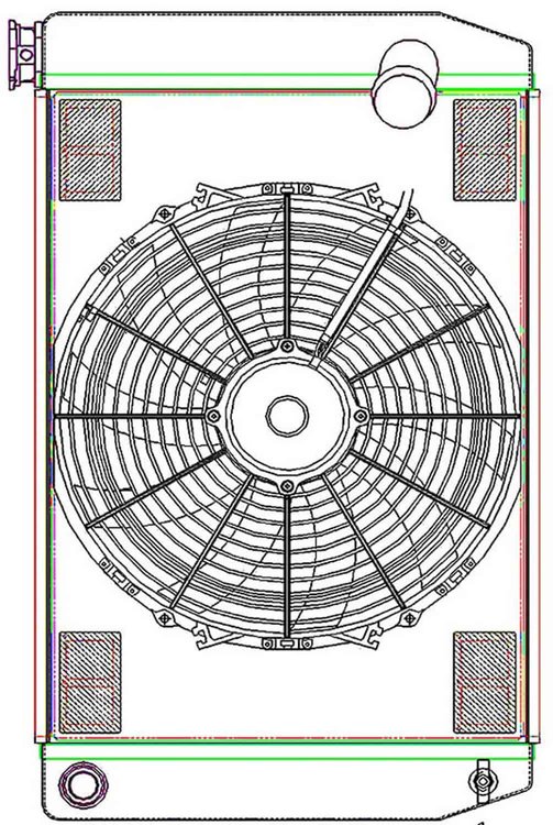 MegaCool ComboUnit Universal Fit Radiator and Fan Single Pass Crossflow Design 26" x 15.50" with 16AN Inlet