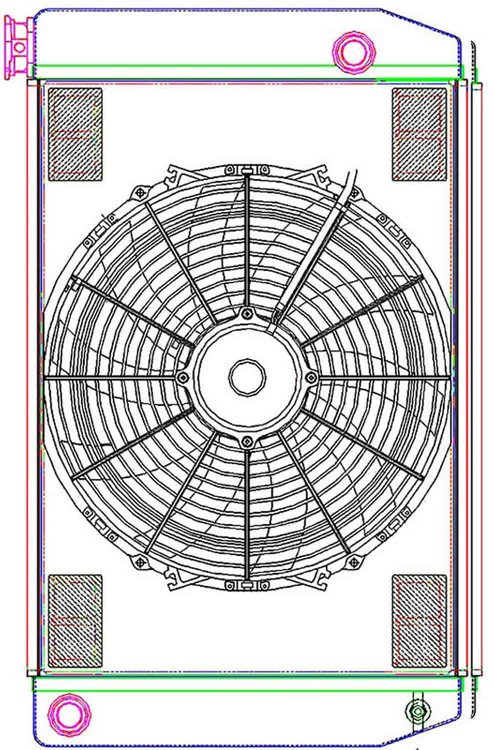 MegaCool ComboUnit Universal Fit Radiator and Fan Single Pass Crossflow Design 26" x 15.50" with 16AN Inlet/Outlet