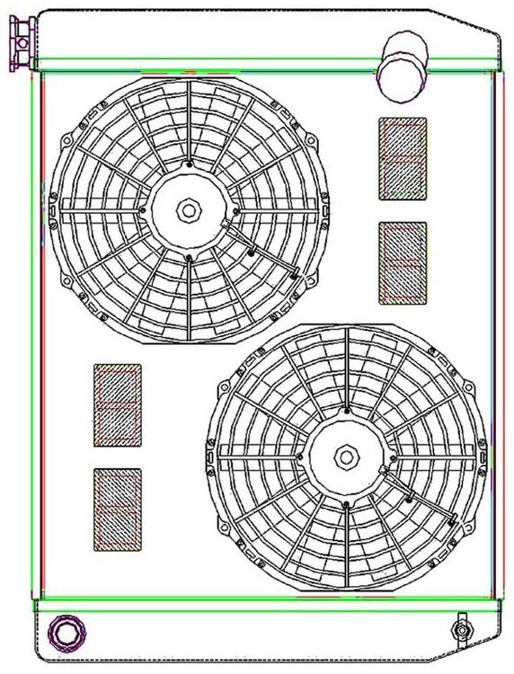 MegaCool ComboUnit Universal Fit Radiator and Fan Single Pass Crossflow Design 26" x 19" with 16AN Inlet