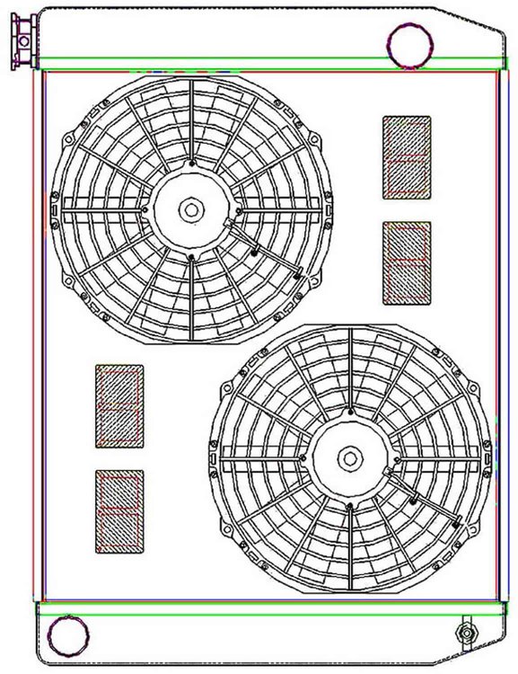 MegaCool ComboUnit Universal Fit Radiator and Fan Single Pass Crossflow Design 26" x 19" with Straight Outlet