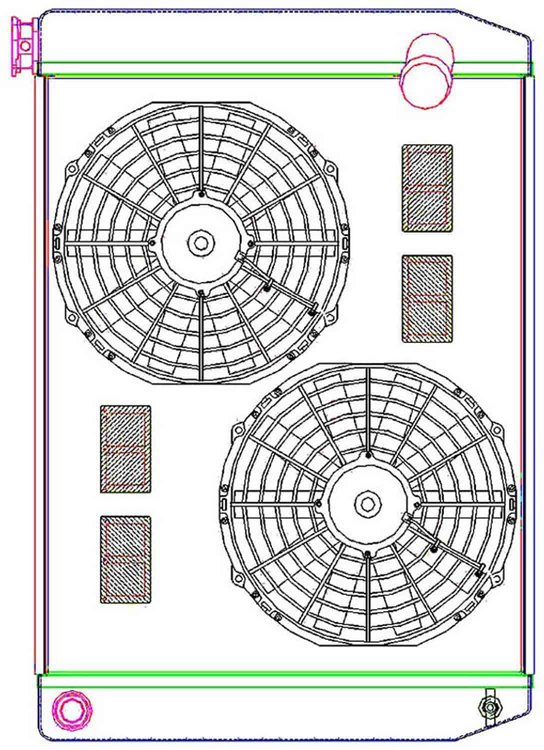MegaCool ComboUnit Universal Fit Radiator and Fan Single Pass Crossflow Design 27.50" x 19" with 16AN Inlet