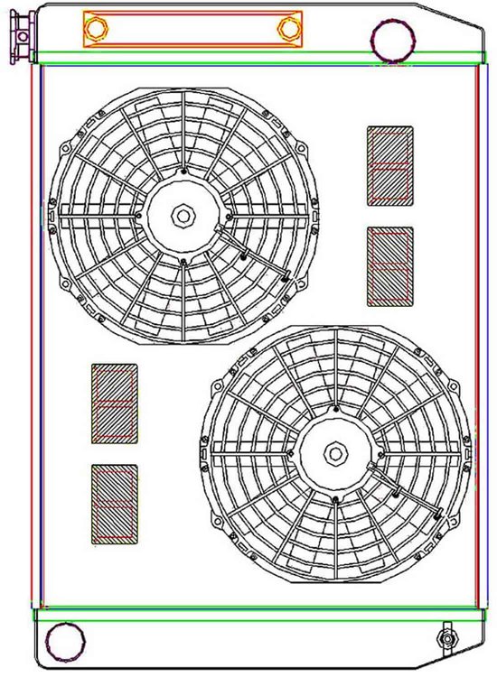 MegaCool ComboUnit Universal Fit Radiator and Fan Single Pass Crossflow Design 27.50" x 19" with Transmission Cooler