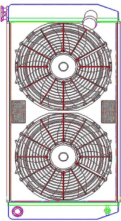 MegaCool ComboUnit Universal Fit Radiator and Fan Single Pass Crossflow Design 31" x 15.50" with 16AN Inlet