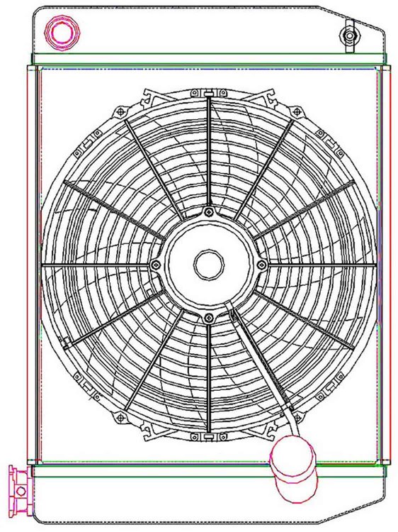 MegaCool ComboUnit Universal Fit Radiator and Fan Single Pass Crossflow Design 22" x 15.50" with 16AN Inlet
