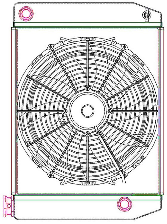 MegaCool ComboUnit Universal Fit Radiator and Fan Single Pass Crossflow Design 22" x 15.50" with 16AN Inlet/Outlet