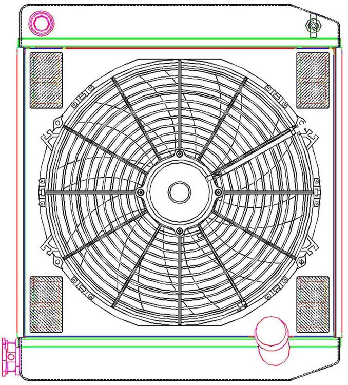 MegaCool ComboUnit Universal Fit Radiator and Fan Single Pass Crossflow Design 22" x 19" with 16AN Inlet