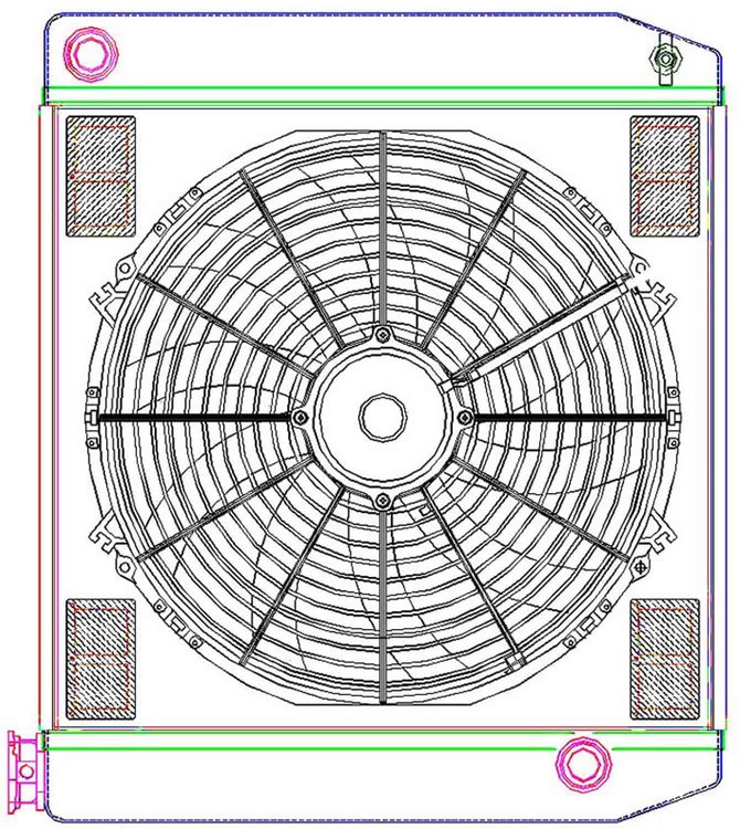 MegaCool ComboUnit Universal Fit Radiator and Fan Single Pass Crossflow Design 22" x 19" with 16AN Inlet/Outlet