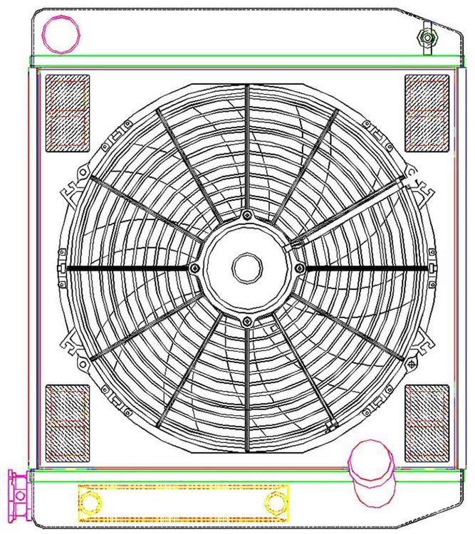 MegaCool ComboUnit Universal Fit Radiator and Fan Single Pass Crossflow Design 22" x 19" with Transmission Cooler