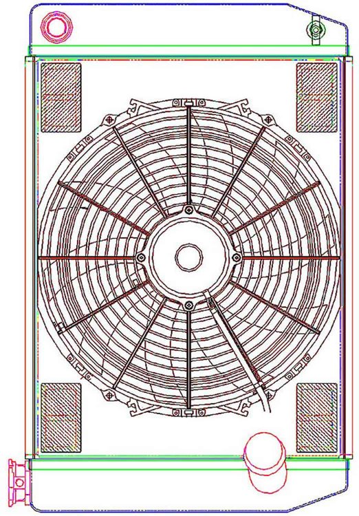 MegaCool ComboUnit Universal Fit Radiator and Fan Single Pass Crossflow Design 24" x 15.50" with 16AN Inlet