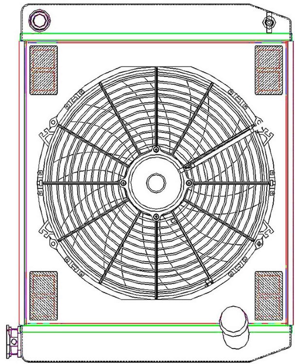 MegaCool ComboUnit Universal Fit Radiator and Fan Single Pass Crossflow Design 24" x 19" with 16AN Inlet