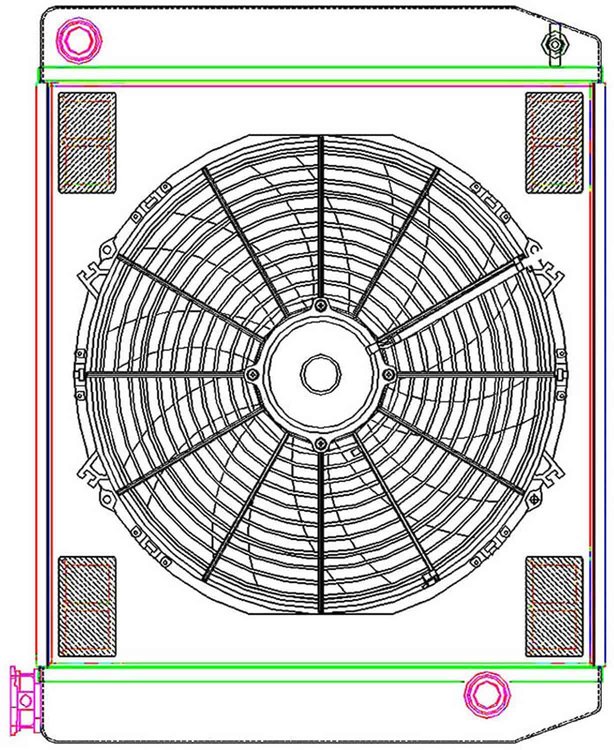 MegaCool ComboUnit Universal Fit Radiator and Fan Single Pass Crossflow Design 24" x 19" with 16AN Inlet/Outlet