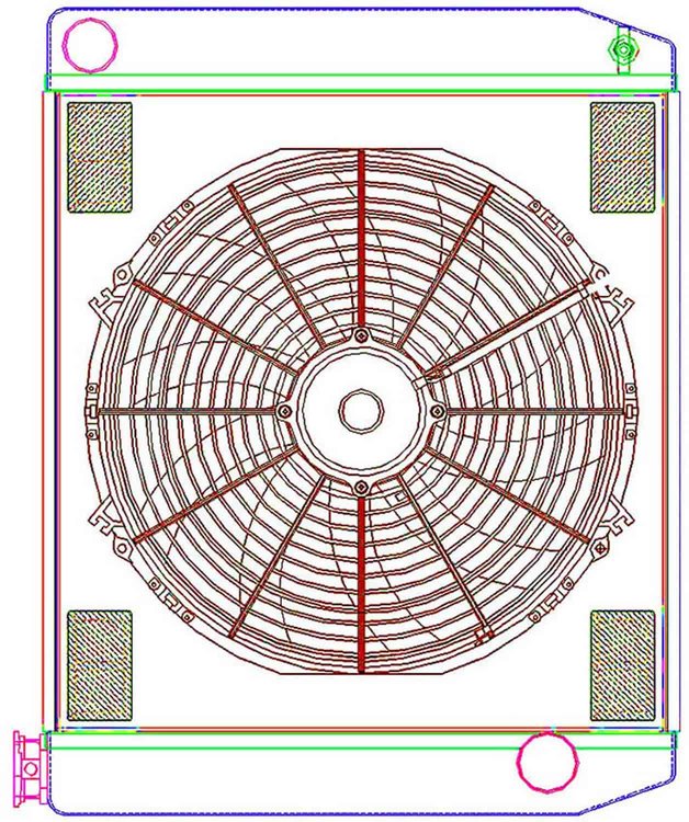 MegaCool ComboUnit Universal Fit Radiator and Fan Single Pass Crossflow Design 24" x 19" with Straight Outlet