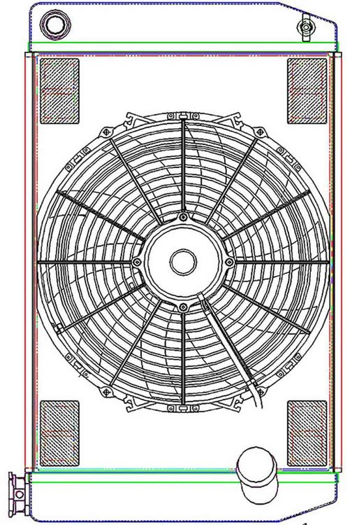 MegaCool ComboUnit Universal Fit Radiator and Fan Single Pass Crossflow Design 26" x 15.50" with 16AN Inlet