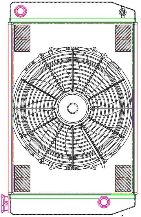 MegaCool ComboUnit Universal Fit Radiator and Fan Single Pass Crossflow Design 26" x 15.50" with 16AN Inlet/Outlet