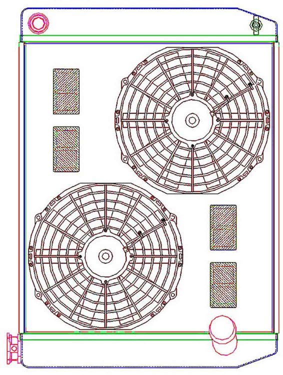MegaCool ComboUnit Universal Fit Radiator and Fan Single Pass Crossflow Design 26" x 19" with 16AN Inlet