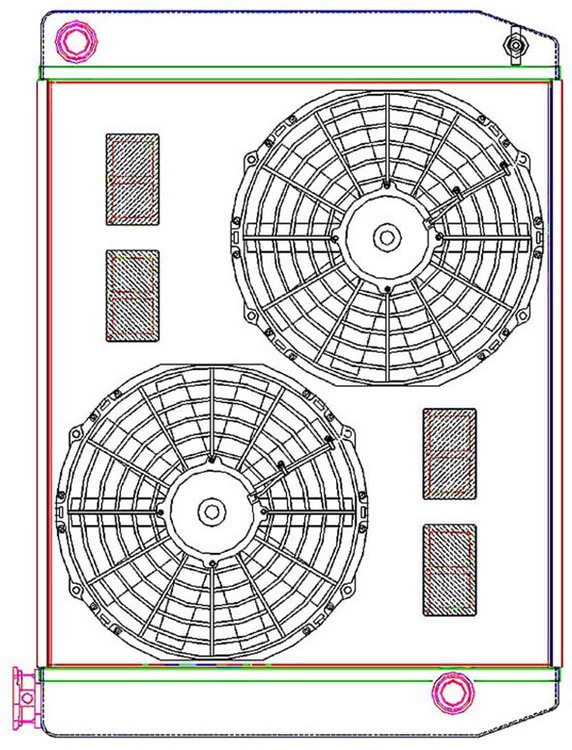 MegaCool ComboUnit Universal Fit Radiator and Fan Single Pass Crossflow Design 26" x 19" with 16AN Inlet/Outlet