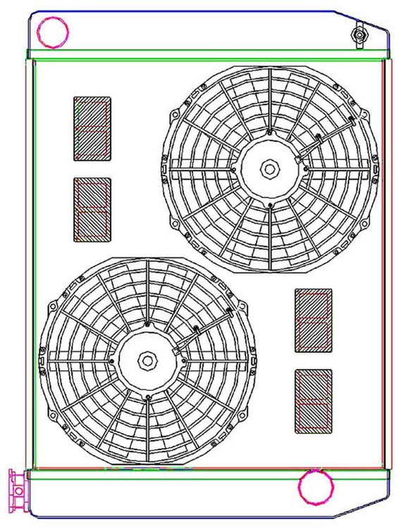 MegaCool ComboUnit Universal Fit Radiator and Fan Single Pass Crossflow Design 26" x 19" with Straight Outlet