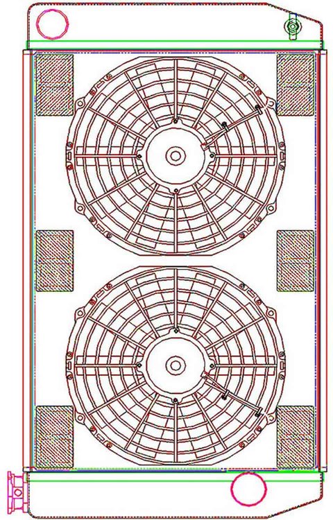MegaCool ComboUnit Universal Fit Radiator and Fan Single Pass Crossflow Design 27.50" x 15.50" with Straight Outlet