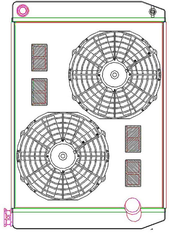 MegaCool ComboUnit Universal Fit Radiator and Fan Single Pass Crossflow Design 27.50" x 19" with 16AN Inlet
