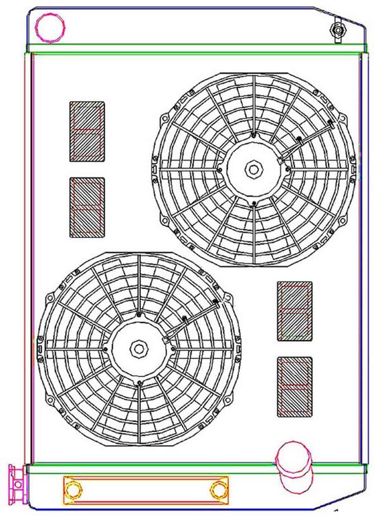 MegaCool ComboUnit Universal Fit Radiator and Fan Single Pass Crossflow Design 27.50" x 19" with Transmission Cooler