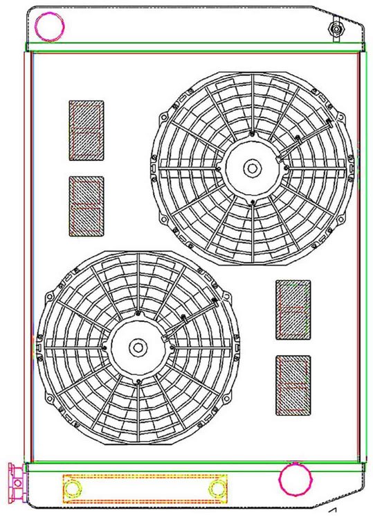 MegaCool ComboUnit Universal Fit Radiator and Fan Single Pass Crossflow Design 27.50" x 19" with Transmission Cooler