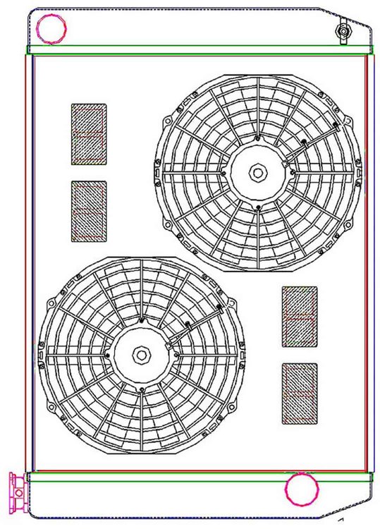 MegaCool ComboUnit Universal Fit Radiator and Fan Single Pass Crossflow Design 27.50" x 19" with Straight Outlet