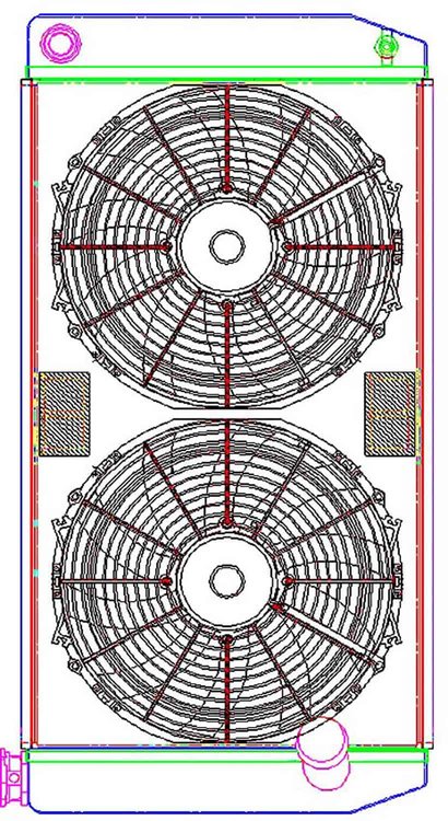 MegaCool ComboUnit Universal Fit Radiator and Fan Single Pass Crossflow Design 31" x 15.50" with 16AN Inlet
