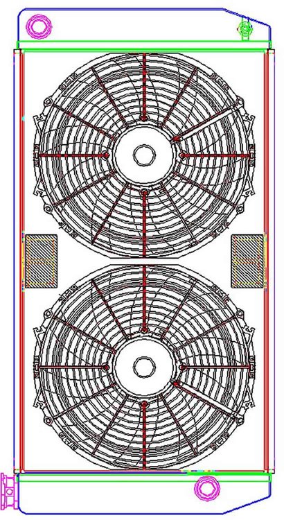 MegaCool ComboUnit Universal Fit Radiator and Fan Single Pass Crossflow Design 31" x 15.50" with 16AN Inlet/Outlet