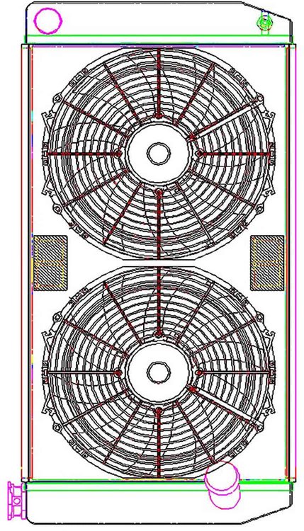 MegaCool ComboUnit Universal Fit Radiator and Fan Single Pass Crossflow Design 31" x 15.50" with Straight Outlet