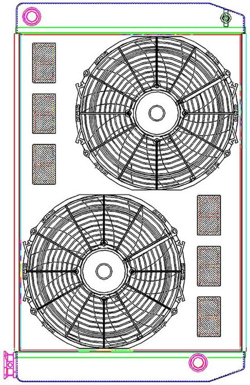 MegaCool ComboUnit Universal Fit Radiator and Fan Single Pass Crossflow Design 31" x 19" with 16AN Inlet/Outlet
