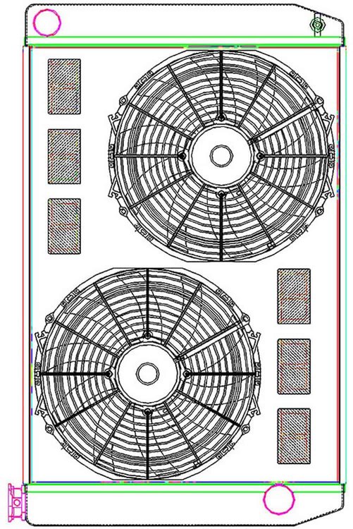 MegaCool ComboUnit Universal Fit Radiator and Fan Single Pass Crossflow Design 31" x 19" with Straight Outlet
