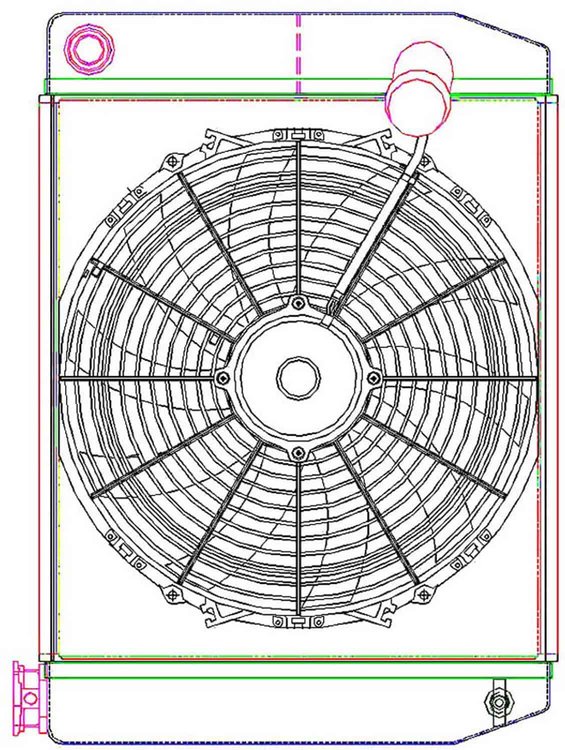 MegaCool CombuUnit Universal Fit Radiator and Fan Dual Pass Crossflow Design 22" x 15.50" with 16AN Inlet