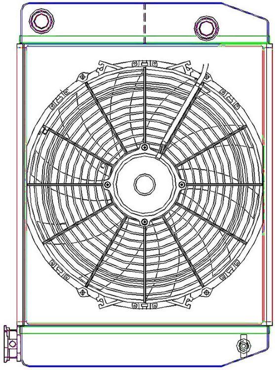 MegaCool ComboUnit Universal Fit Radiator and Fan Dual Pass Crossflow Design 22" x 15.50" with 16AN Inlet/Outlet