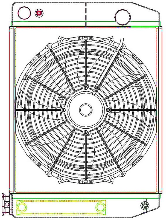 MegaCool CombuUnit Universal Fit Radiator and Fan Dual Pass Crossflow Design 22" x 15.50" for LS Swap with Cooler