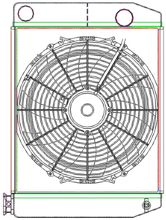 MegaCool ComboUnit Universal Fit Radiator and Fan Dual Pass Crossflow Design 22" x 15.50" with Straight Outlet