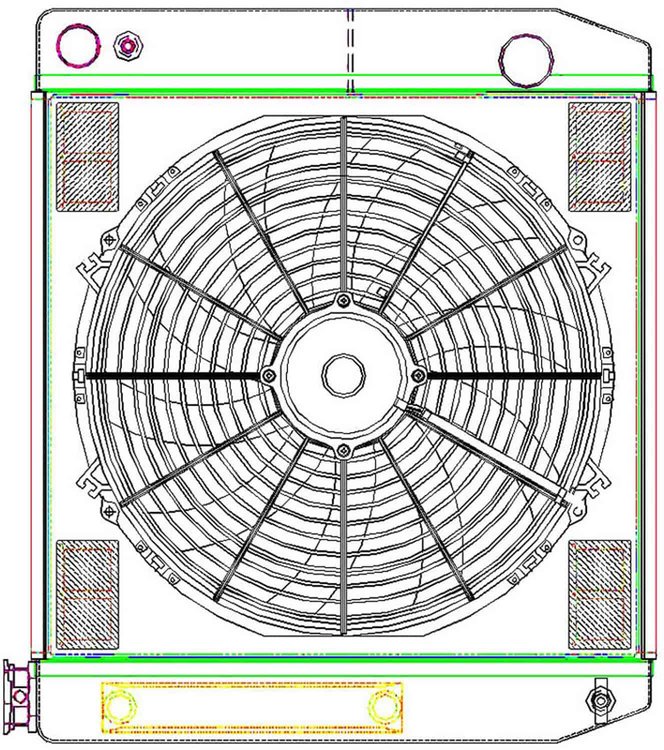 MegaCool CombuUnit Universal Fit Radiator and Fan Dual Pass Crossflow Design 22" x 19" for LS Swap with Cooler