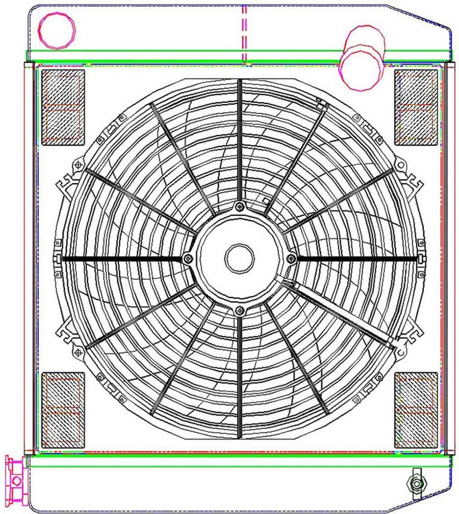 MegaCool ComboUnit Universal Fit Radiator and Fan Dual Pass Crossflow Design 22" x 19" with No Options