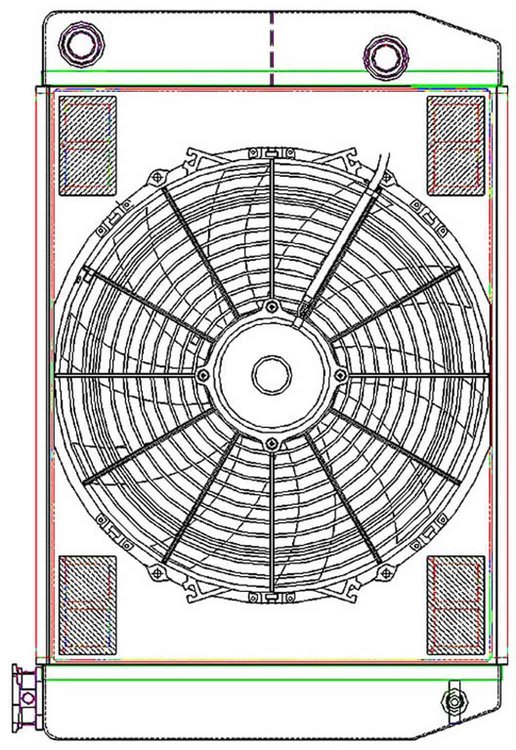 MegaCool ComboUnit Universal Fit Radiator and Fan Dual Pass Crossflow Design 24" x 15.50" with 16AN Inlet/Outlet