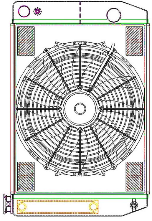 MegaCool CombuUnit Universal Fit Radiator and Fan Dual Pass Crossflow Design 24" x 15.50" for LS Swap with Cooler