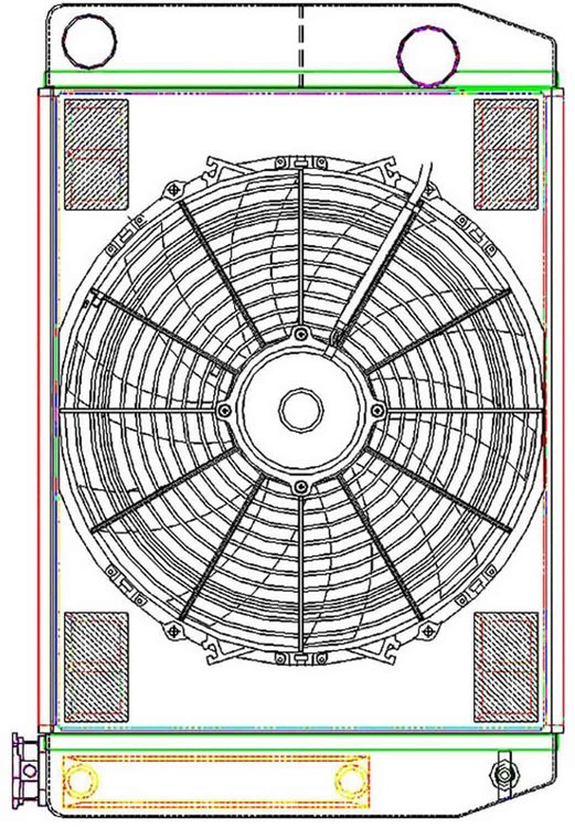 MegaCool ComboUnit Universal Fit Radiator and Fan Dual Pass Crossflow Design 24" x 15.50" with Transmission Cooler