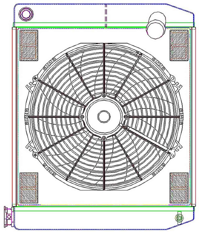 MegaCool CombuUnit Universal Fit Radiator and Fan Dual Pass Crossflow Design 24" x 19" with 16AN Inlet
