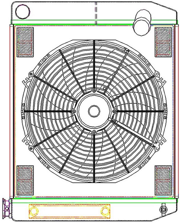 MegaCool ComboUnit Universal Fit Radiator and Fan Dual Pass Crossflow Design 24" x 19" with Transmission Cooler